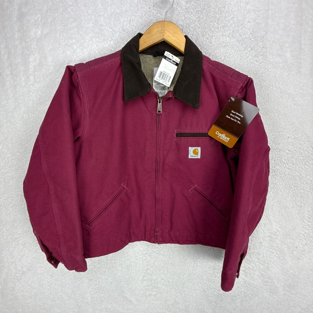 Carhartt Detroit Jacket Sherpa Lined Womens XS WJ097 RBY Raspberry NWT NOS